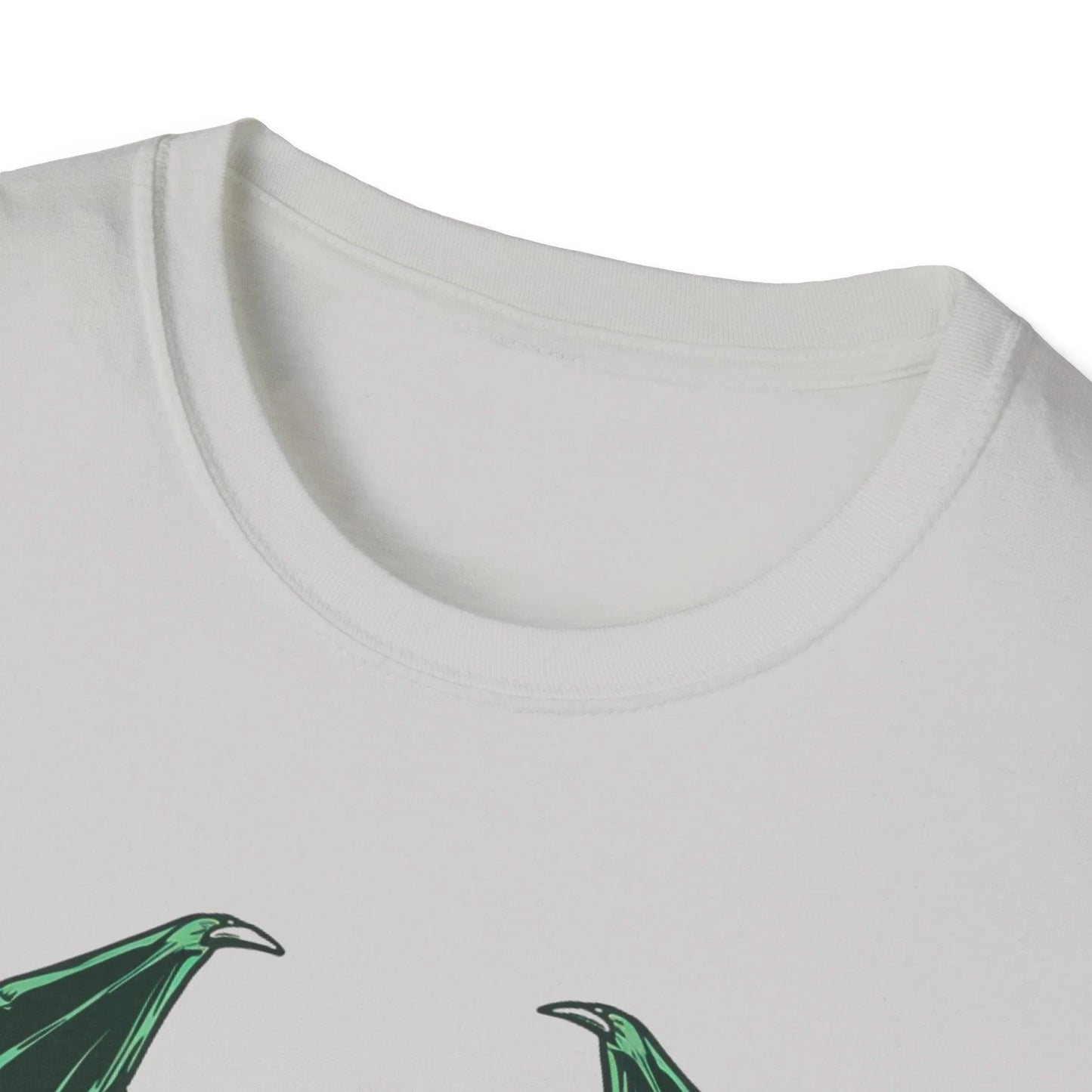 Close-up of Cthulhu graphic on the front chest area, highlighting vibrant green ink and detailed tentacle illustrations on