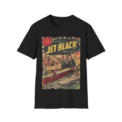 Printify Jet Black No.5 unisex cotton crew neck T-shirt with regular fit, short sleeves, DTG print, and soft fabric