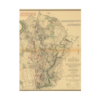 Antietam Battlefield 1862 canvas wall art with matte finish, wood frame, 24x36 inches, eco-friendly print for home decor