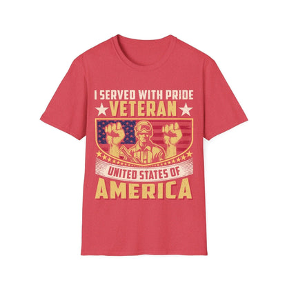 Close-up of the soft, heather gray fabric highlighting the relaxed fit and subtle textured knit pattern of the "I Served