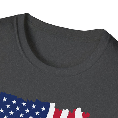 Close-up of the distressed American flag pattern on the forehead area, highlighting the vintage color fade and fabric weave