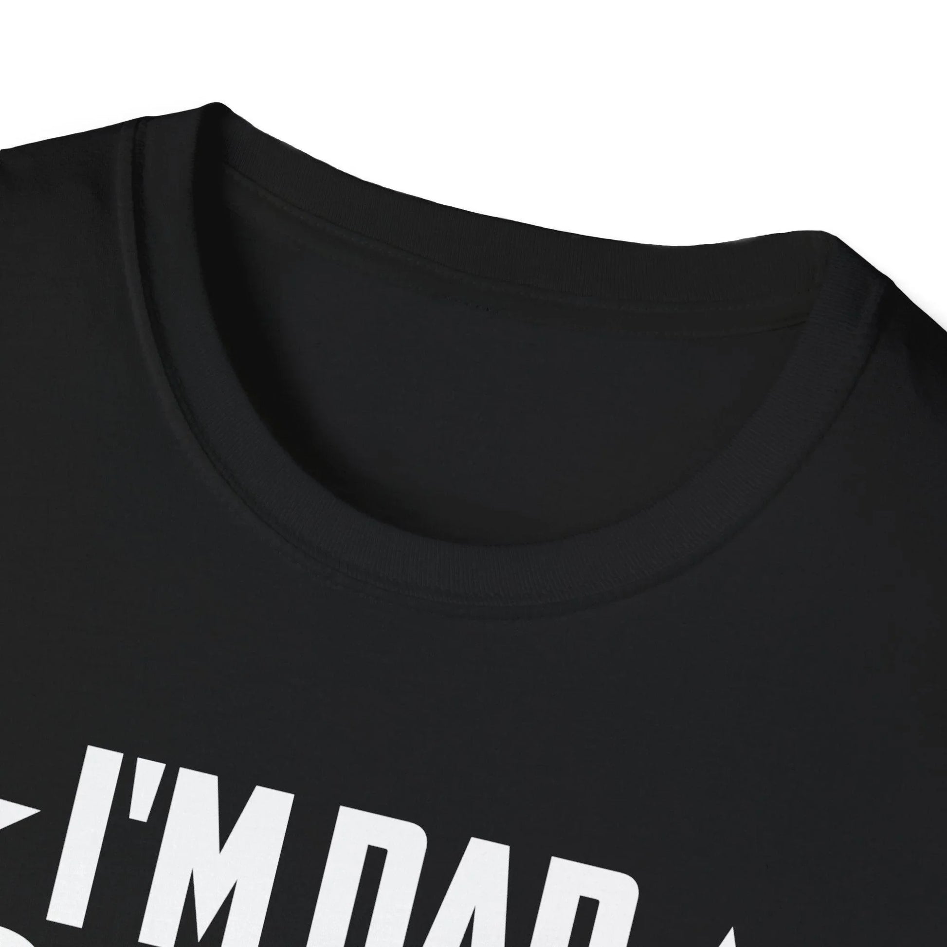 Close-up of the white crew neck, short-sleeve Dad Grandpa Veteran T-shirt fabric texture and reinforced stitching along