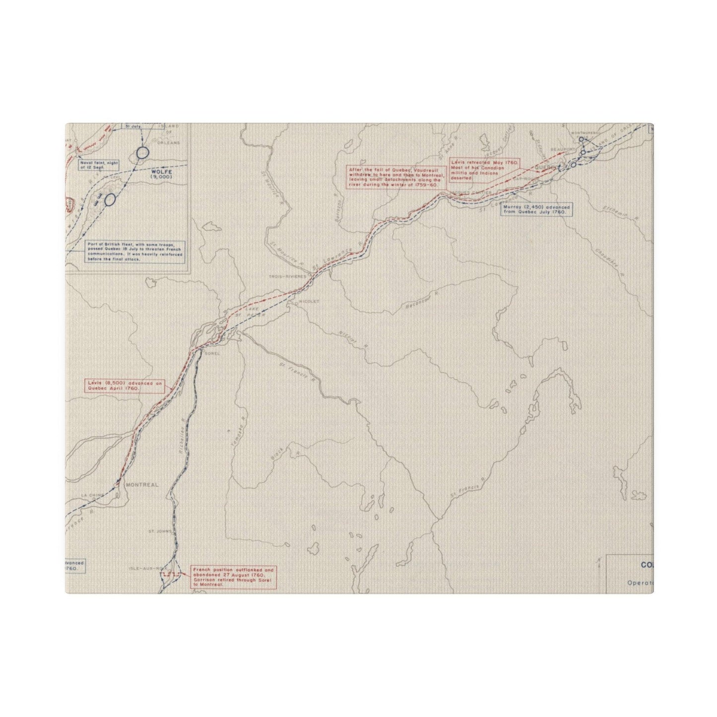 Close-up of worn canvas material showing textured surface and subtle color variations from the Colonial Wars era.