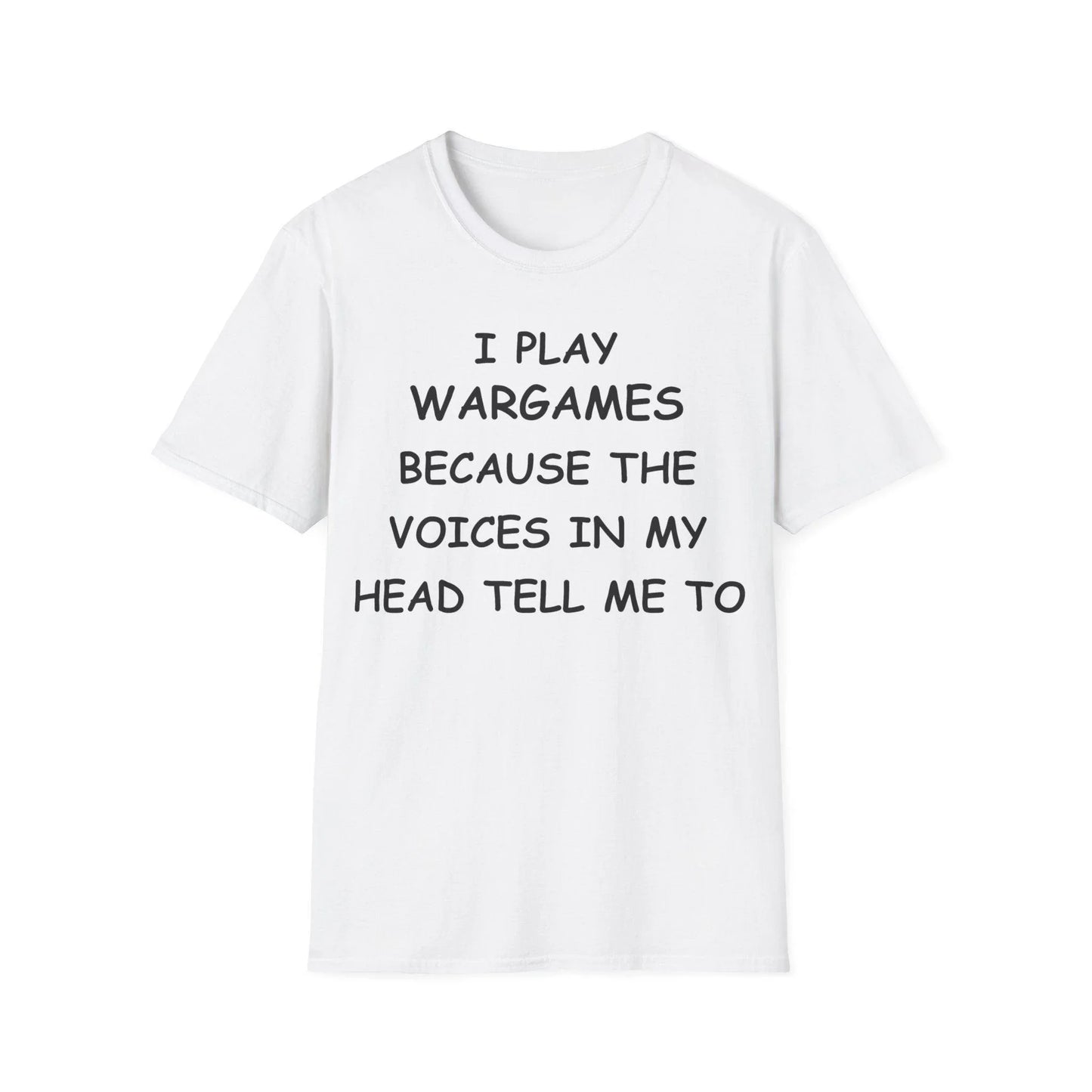 Printify I Play Wargames black unisex softstyle cotton T-shirt with crew neck and regular fit
