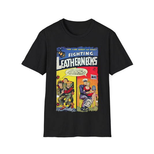 Printify Fighting Leathernecks #5 unisex cotton crew neck T-shirt with regular fit in heather navy, DTG print