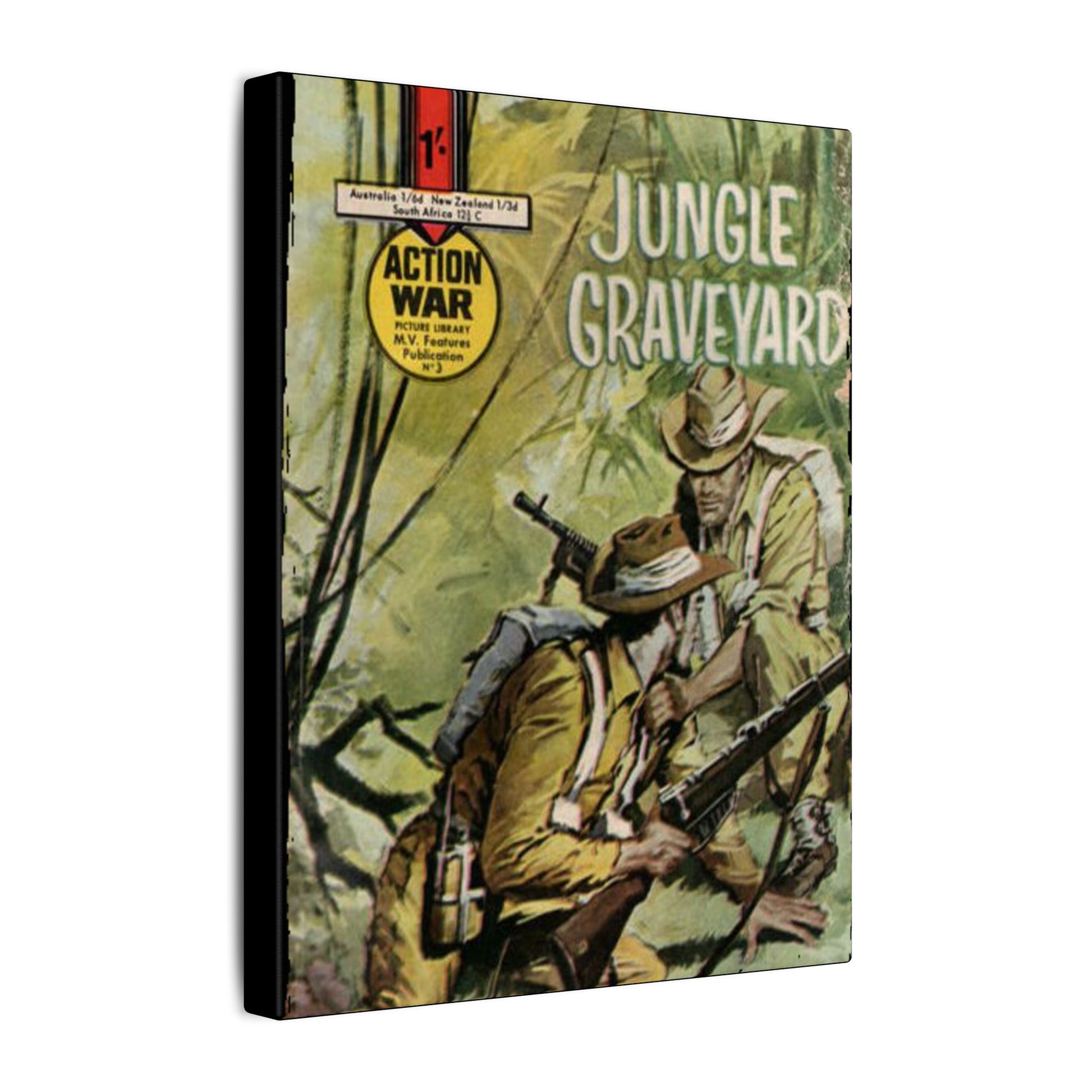 Close-up of the textured canvas material showcasing detailed brushstroke patterns and vibrant red, blue, and yellow hues.