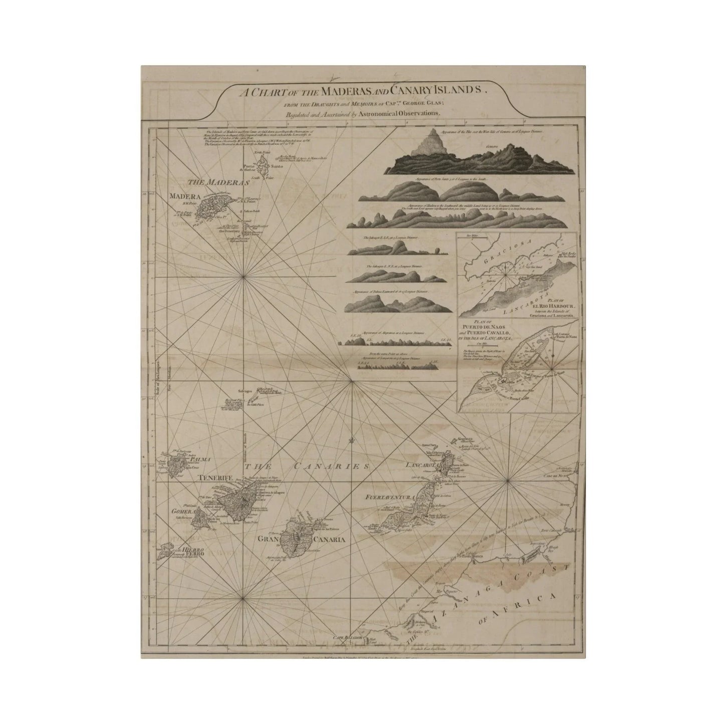 Canvas wall art of the Maderas and Canary Islands map, matte finish, eco-friendly materials, ready to hang, Printify brand