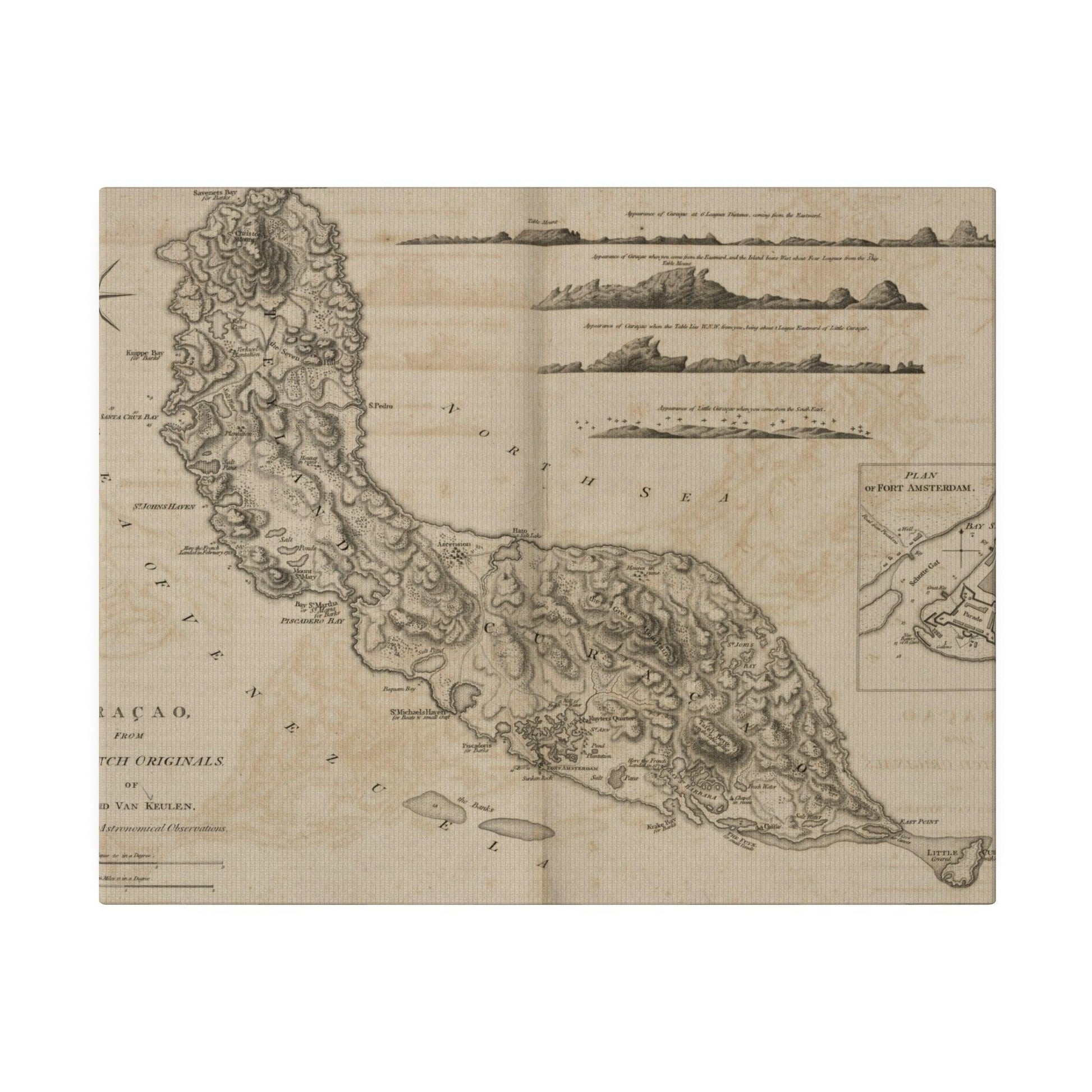 Printify canvas print of Gerard Van Keulen’s Curacao map in matte finish, eco-friendly material, 24x36 inches, suitable for