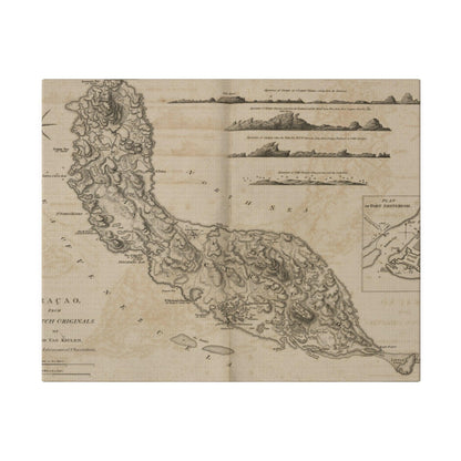Printify canvas print of Gerard Van Keulen’s Curacao map in matte finish, eco-friendly material, 24x36 inches, suitable for