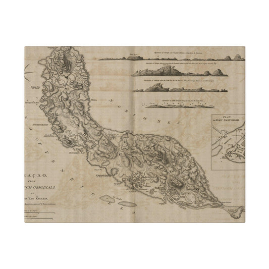 Printify canvas print of Gerard Van Keulen’s Curacao map in matte finish, eco-friendly material, 24x36 inches, suitable for