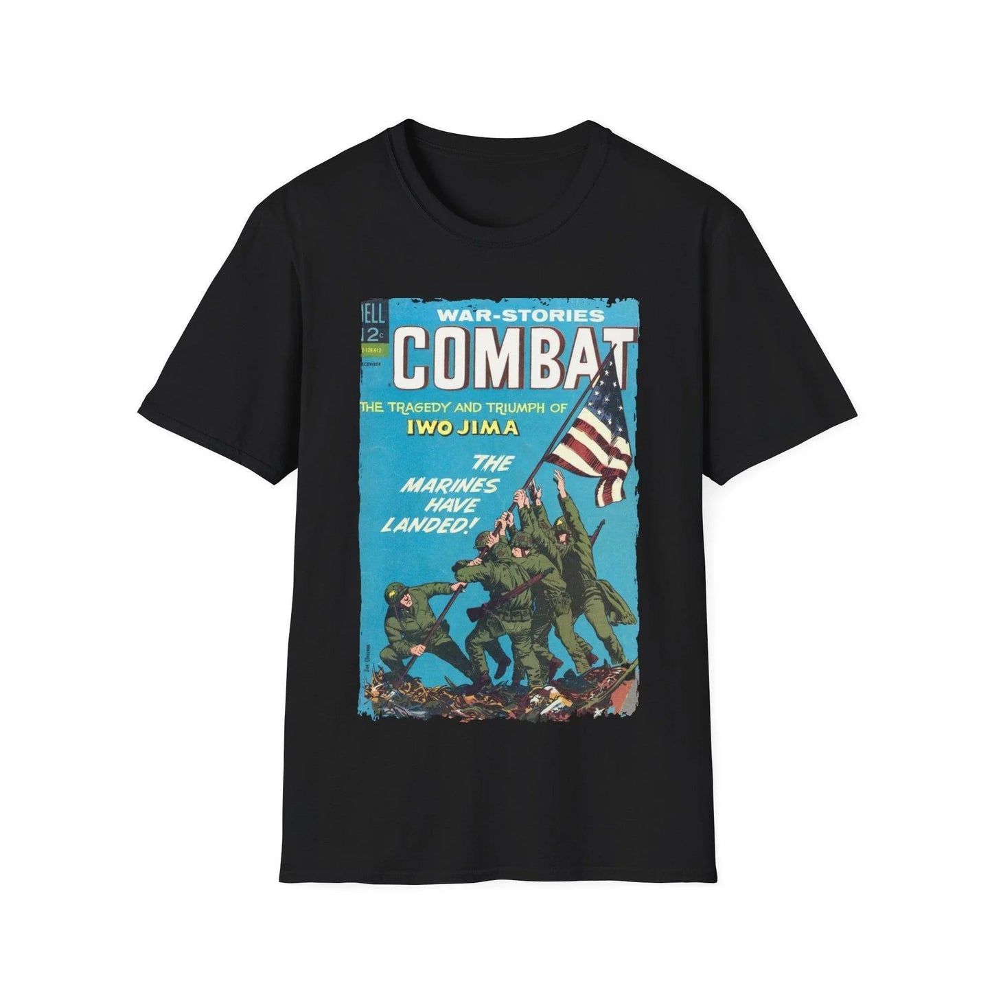 Combat Dec 1966 unisex softstyle T-shirt in heather gray cotton with crew neck, regular fit, DTG print, short sleeves