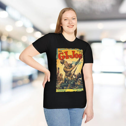 Close-up of the G.I. Joe No.25 T-shirt’s fabric texture highlighting the soft cotton blend and subtle print details at the