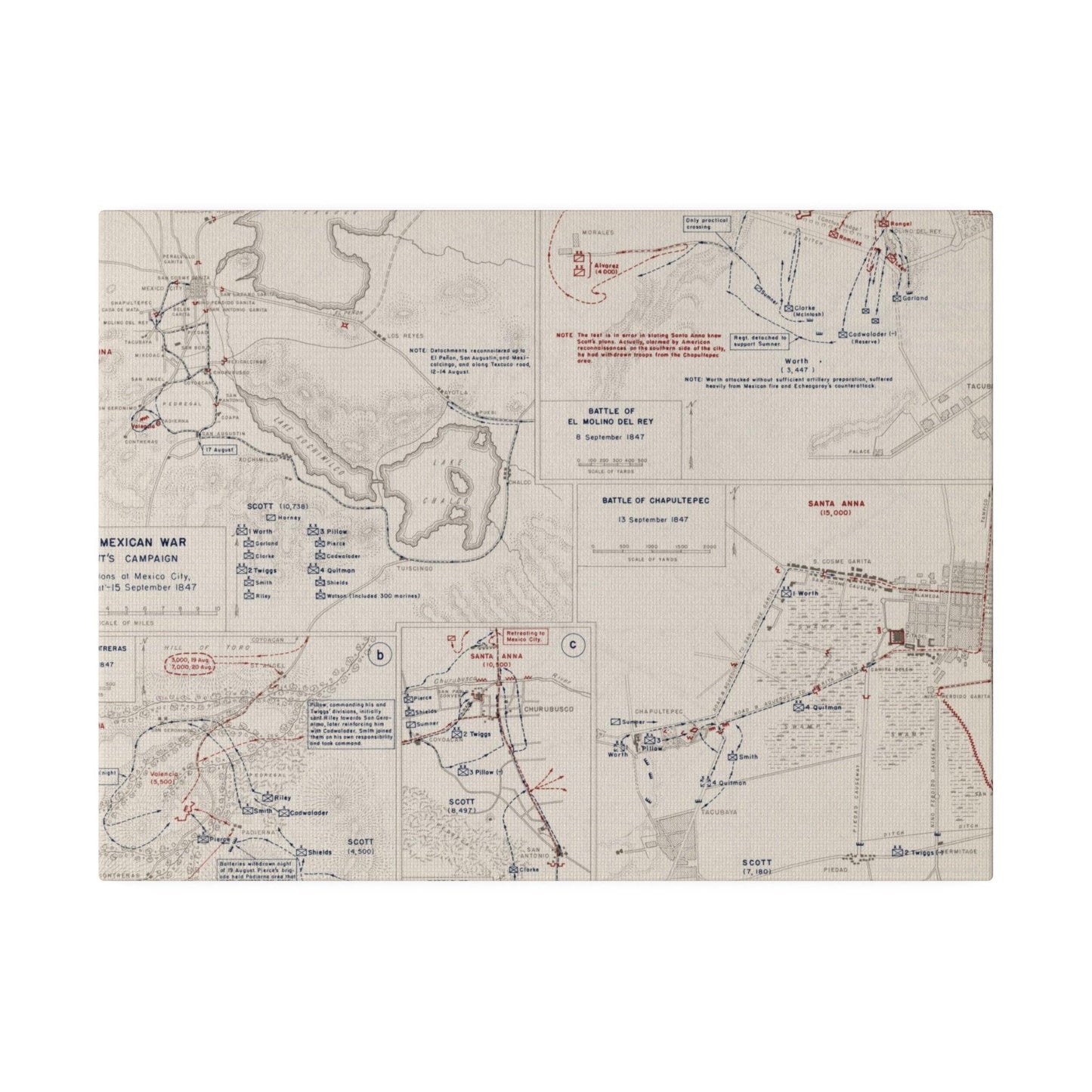 Close-up of textured canvas surface highlighting aged, uneven brushstrokes and subtle color variations from a top-down angle.