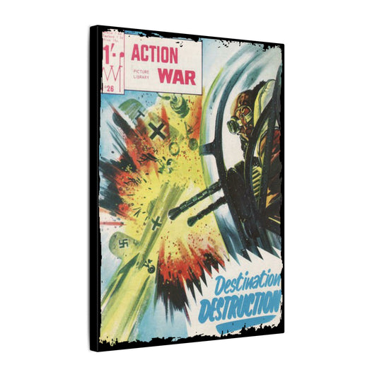 Printify Action War #26 canvas wall art in matte finish, 24x36 inches, eco-friendly wood frame, suitable for living room