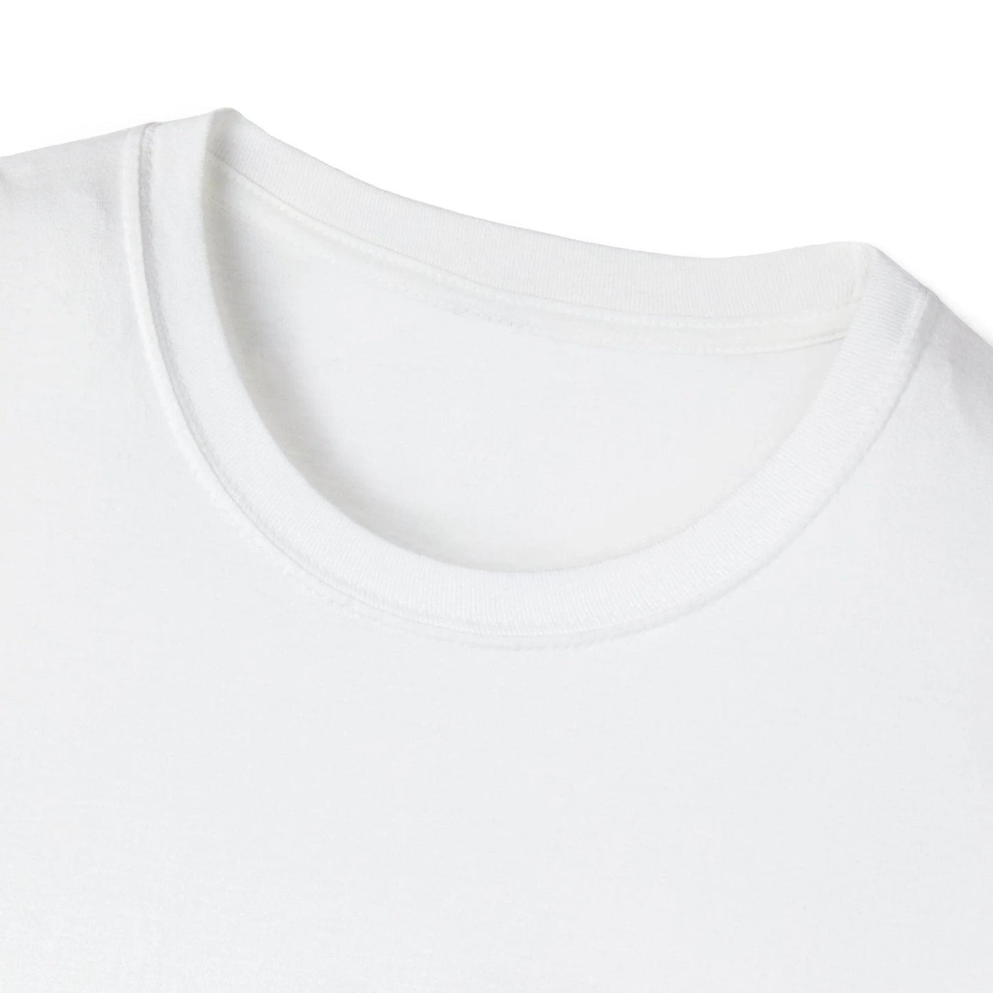 Close-up of the relaxed fit unisex softstyle T-shirt displaying the cotton-polyester blend fabric's smooth texture and