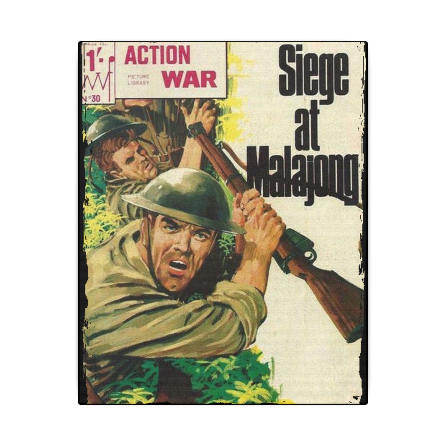 Close-up of the textured canvas surface with visible brushstrokes and vibrant color blending from an elevated angle.