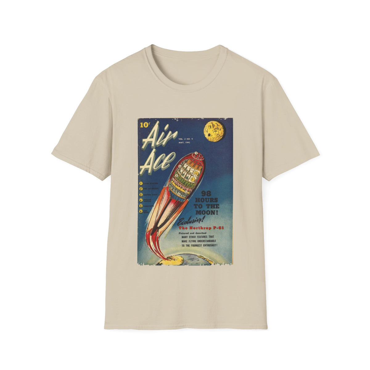 Close-up of the Air Ace Vol 2 No 9 unisex softstyle T-shirt collar featuring durable stitching and smooth cotton blend