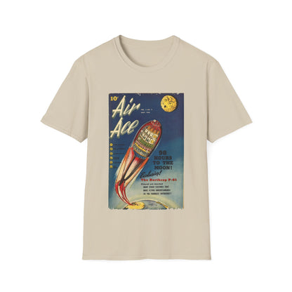 Close-up of the Air Ace Vol 2 No 9 unisex softstyle T-shirt collar featuring durable stitching and smooth cotton blend