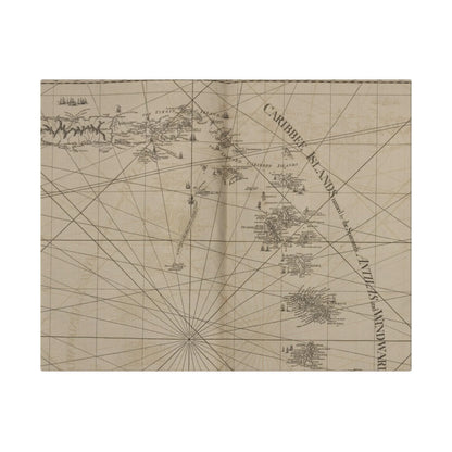 Close-up of the canvas material highlighting textured surface and vibrant print details of the Caribbee Island artwork.