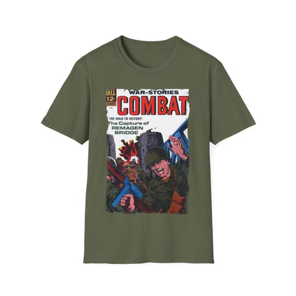 Front neckline detail highlighting the soft cotton fabric and reinforced stitching of the Combat July 1967 unisex T-shirt in