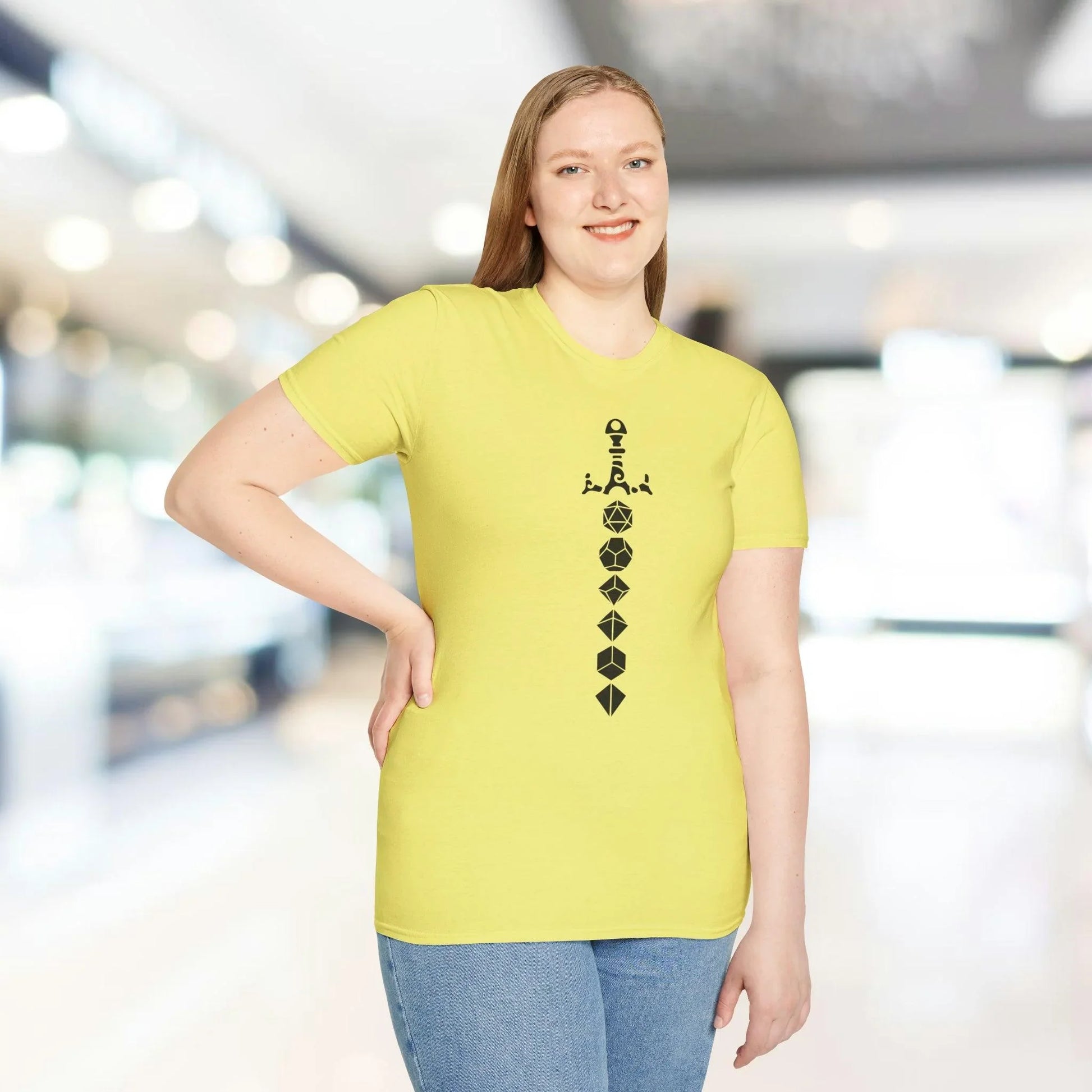 Close-up of the black fabric showing soft texture and subtle heather pattern on the unisex slim fit T-shirt's front neckline