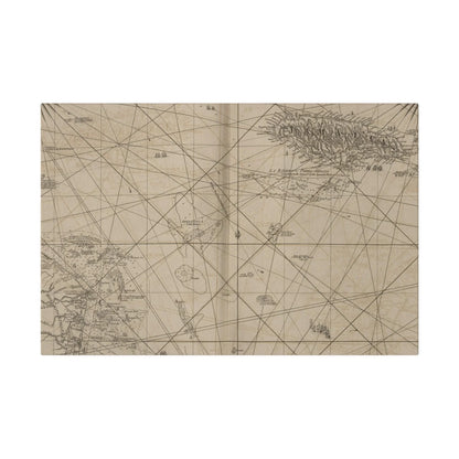 Close-up of detailed map labels and vibrant color gradients highlighting Jamaica and Cape Gracias a Rios on the canvas.