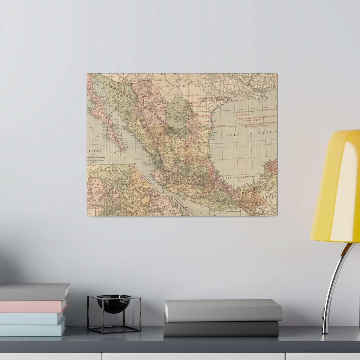 Close-up of the textured canvas surface with visible brushstrokes and vibrant colors highlighting the 1913 Mexican