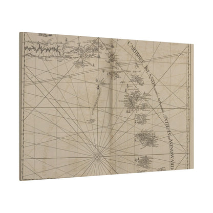 Close-up of vibrant Caribbean island map details highlighting Virgin Islands and Isle of Porto Rico with textured canvas