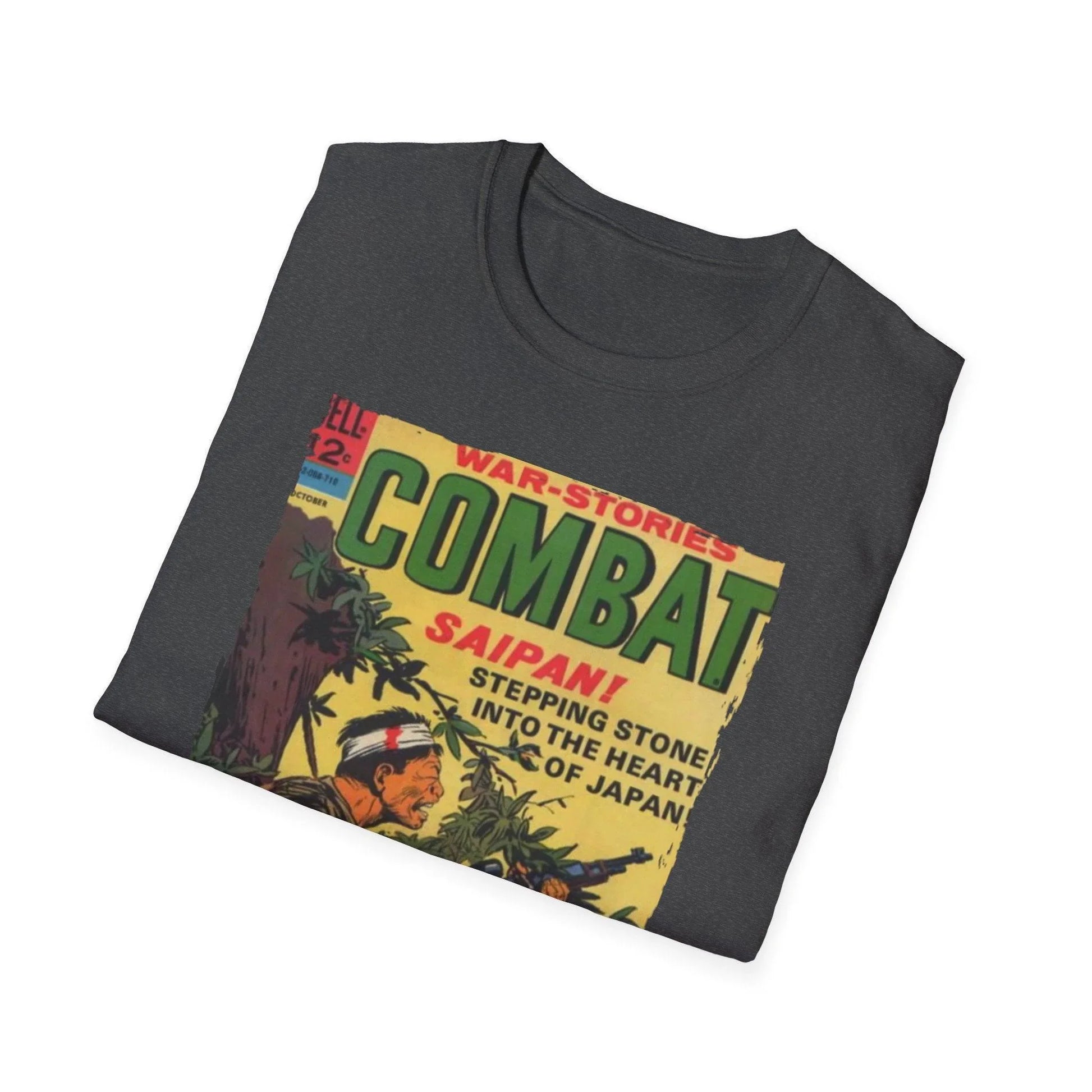 Close-up of the navy heather fabric highlighting the soft terry texture and subtle color variation on the Combat Oct 1967