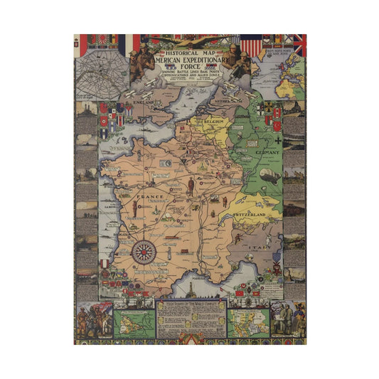 American Expeditionary Force WW1 canvas art print, matte finish, 24x36 inches, vintage military scene, eco-friendly print