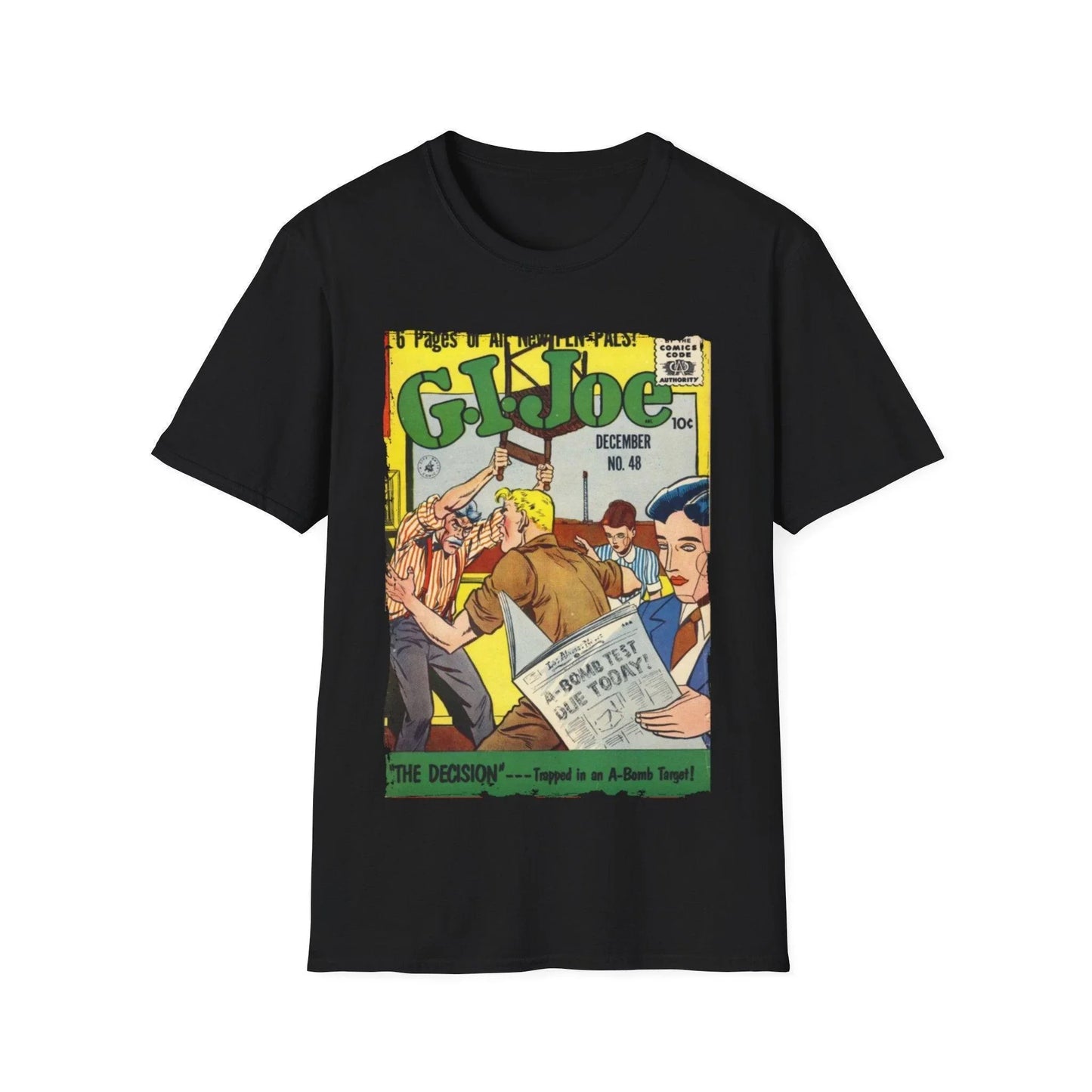 G.I. Joe No.48 unisex cotton crew neck T-shirt in relaxed fit with printed design, white color, DTG printing by Printify