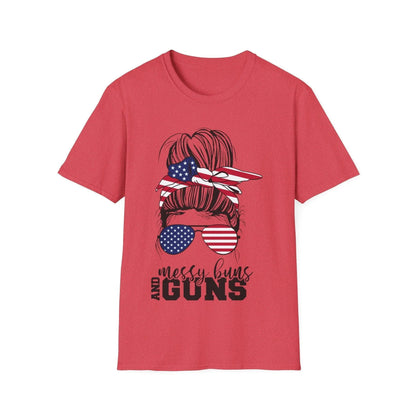 Close-up of the soft, heather gray fabric and stitched neckline detailing on the relaxed fit T-shirt from a top-down angle.