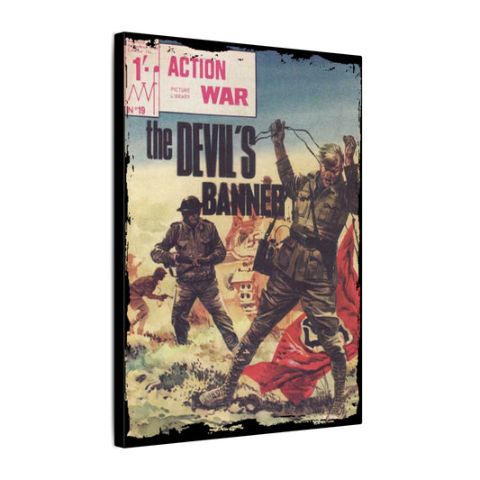 Printify Action War #19 canvas wall art with matte finish, eco-friendly wood frame, 24x36 inches, suitable for indoor living