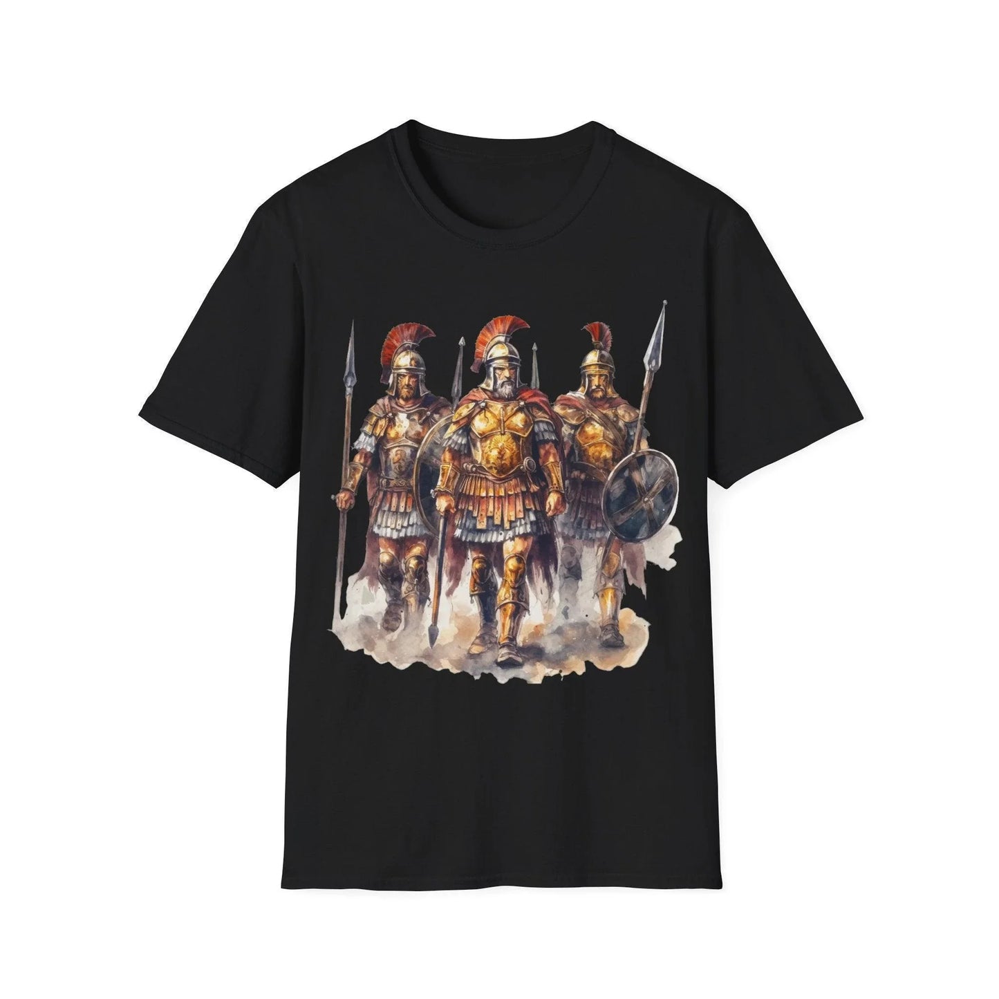 Printify Ancient Warrior 3 unisex softstyle cotton crew neck T-shirt in olive green with regular fit and printed design