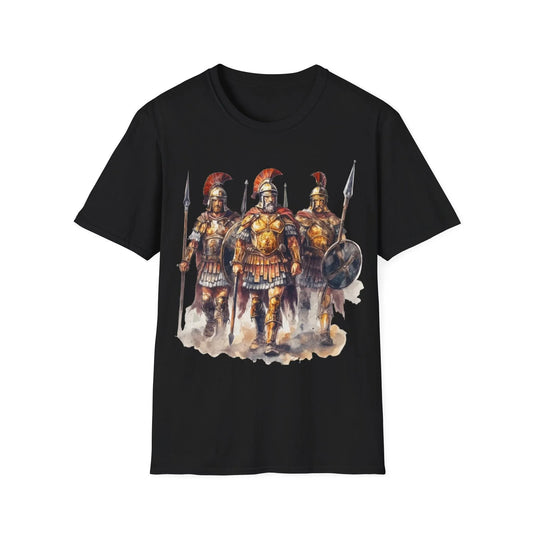 Ancient Warrior 3 unisex softstyle cotton T-shirt with crew neck, regular fit, printed graphic, available in black, Printify