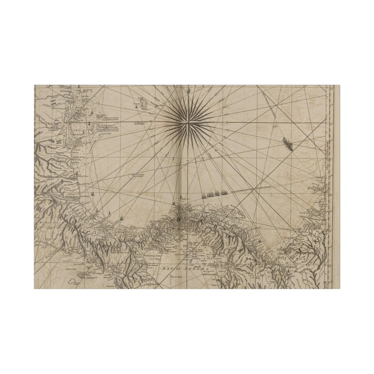 Close-up of textured canvas surface capturing fine brushstrokes and subtle color variations in the Panama landscape scene.