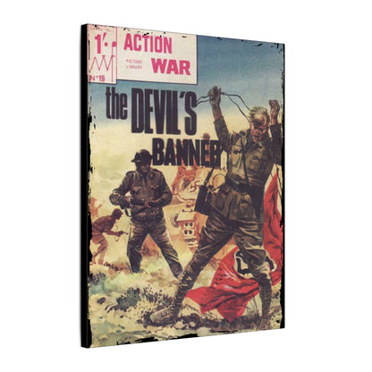 Close-up of the textured canvas surface highlighting detailed weave and matte finish for Action War #19 comic book print.