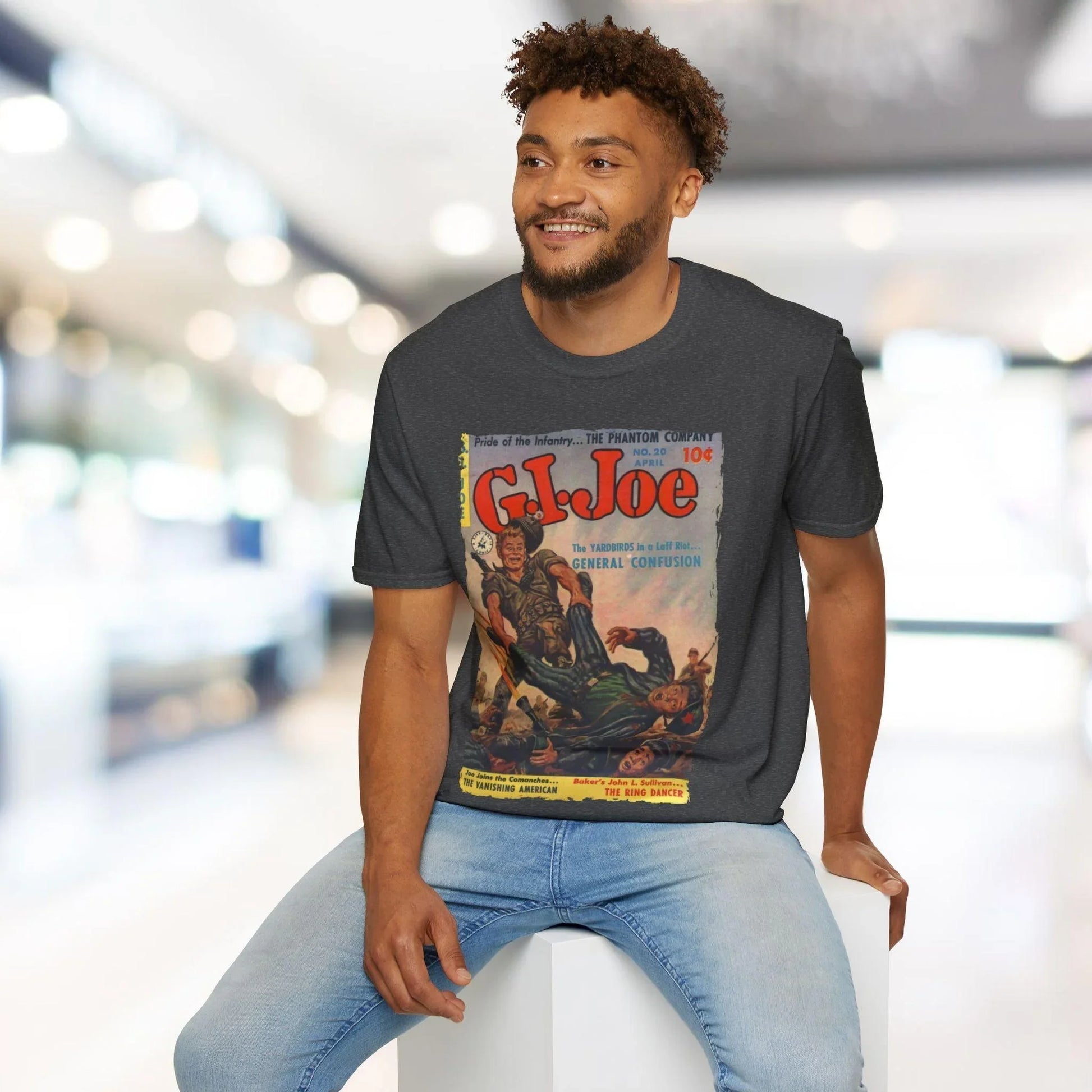 Close-up of the unisex softstyle T-shirt’s inside collar tag displaying fabric blend and care instructions, showing neat