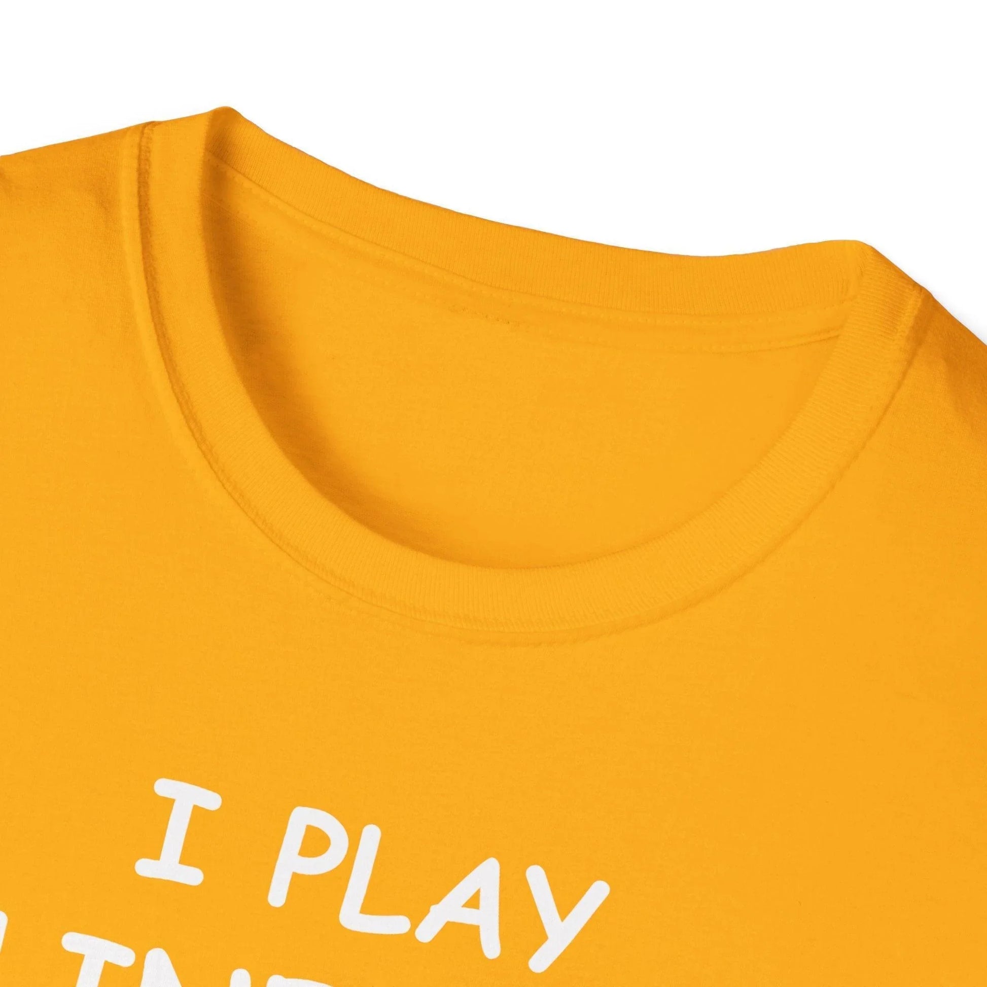 Close-up of the White I Play Online Games T-Shirt's soft cotton fabric displaying subtle texture and the stitched neckline