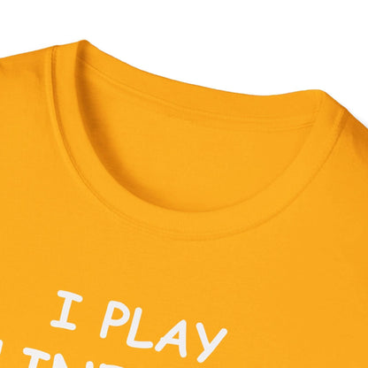 Close-up of the White I Play Online Games T-Shirt's soft cotton fabric displaying subtle texture and the stitched neckline