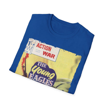 Close-up of the unisex softstyle T-shirt’s relaxed fit, showing durable cotton fabric in charcoal gray with subtle stitching