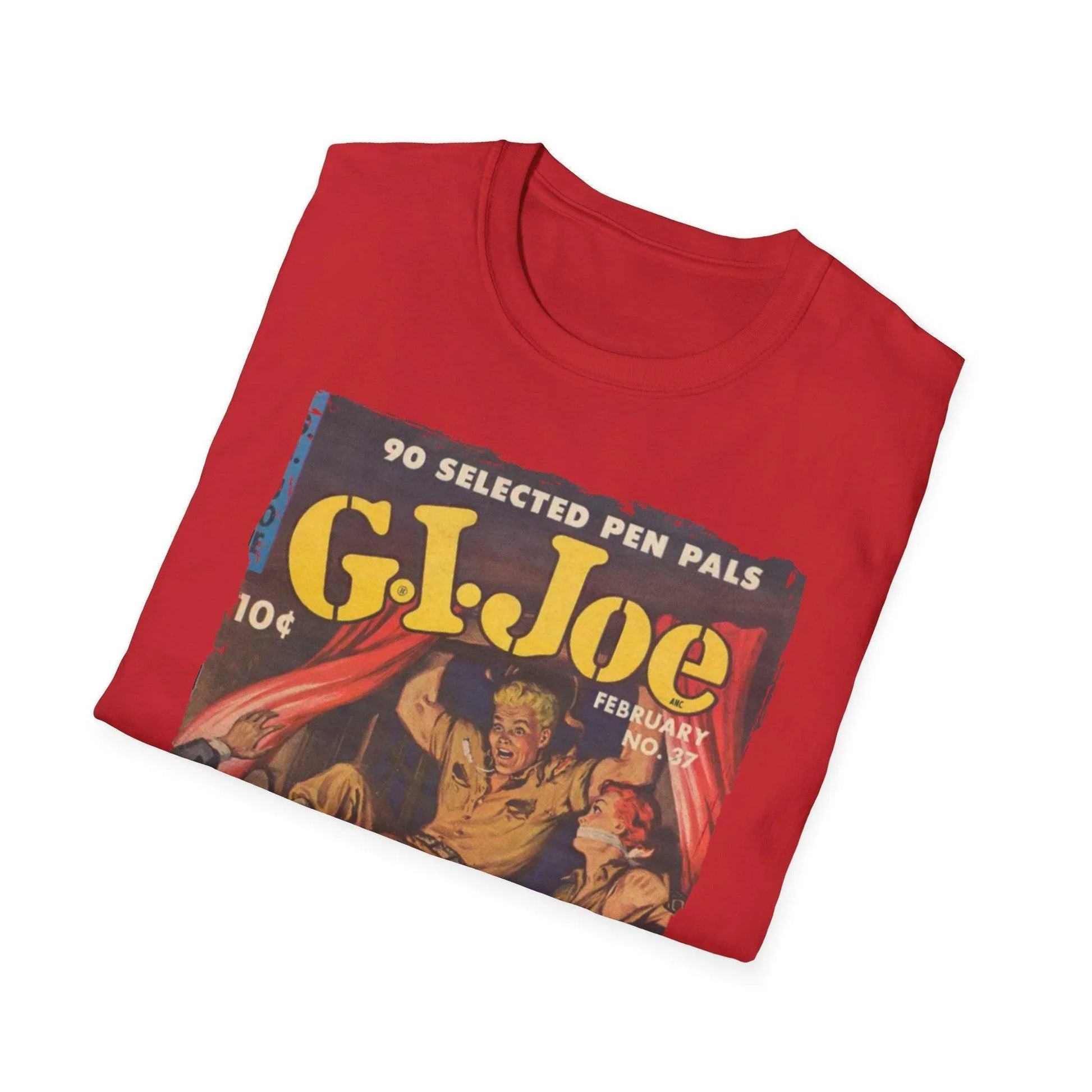 Close-up of the G.I. Joe No.37 T-shirt’s neckline and subtle printed detail on soft 100% cotton fabric with relaxed fit in