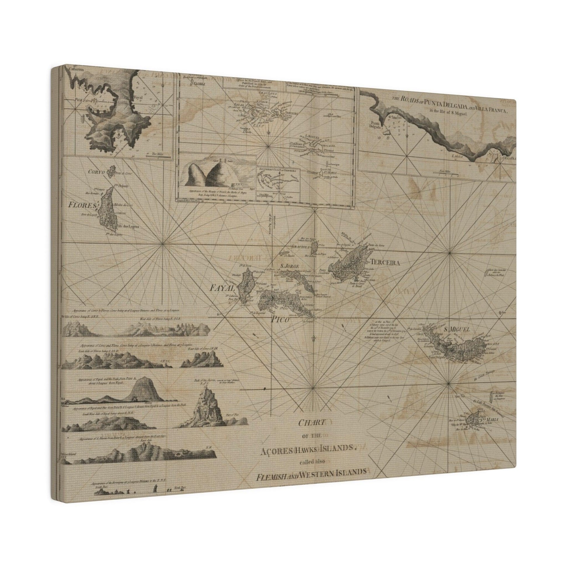 Close-up of the Acores Islands canvas highlighting vibrant marine blue and green shades with textured brushstrokes along the