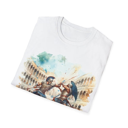 Close-up of the T-shirt’s stitched neckline and soft cotton fabric in heather gray, highlighting relaxed fit and comfortable