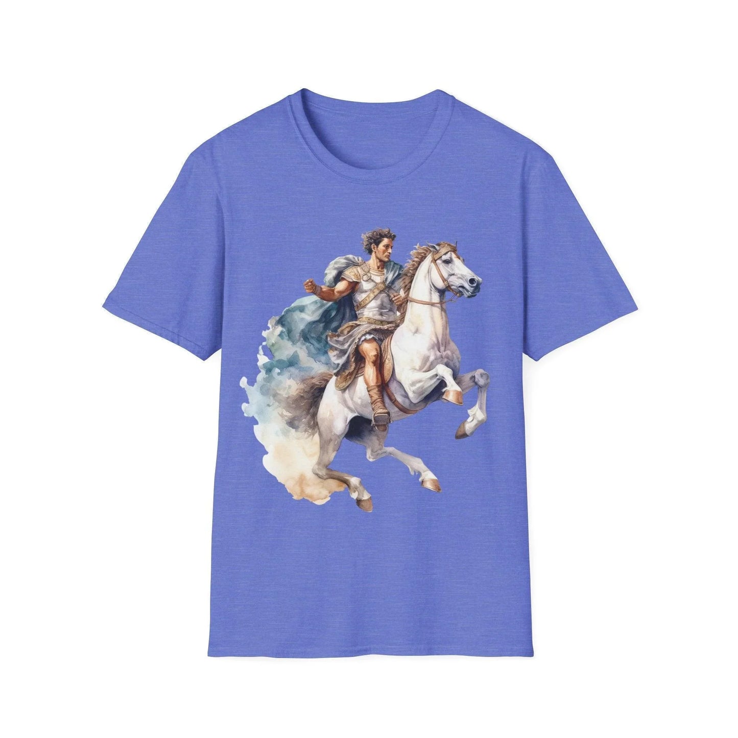 Close-up of the unisex softstyle fabric texture highlighting the relaxed fit and vibrant deep navy color from a low-angle