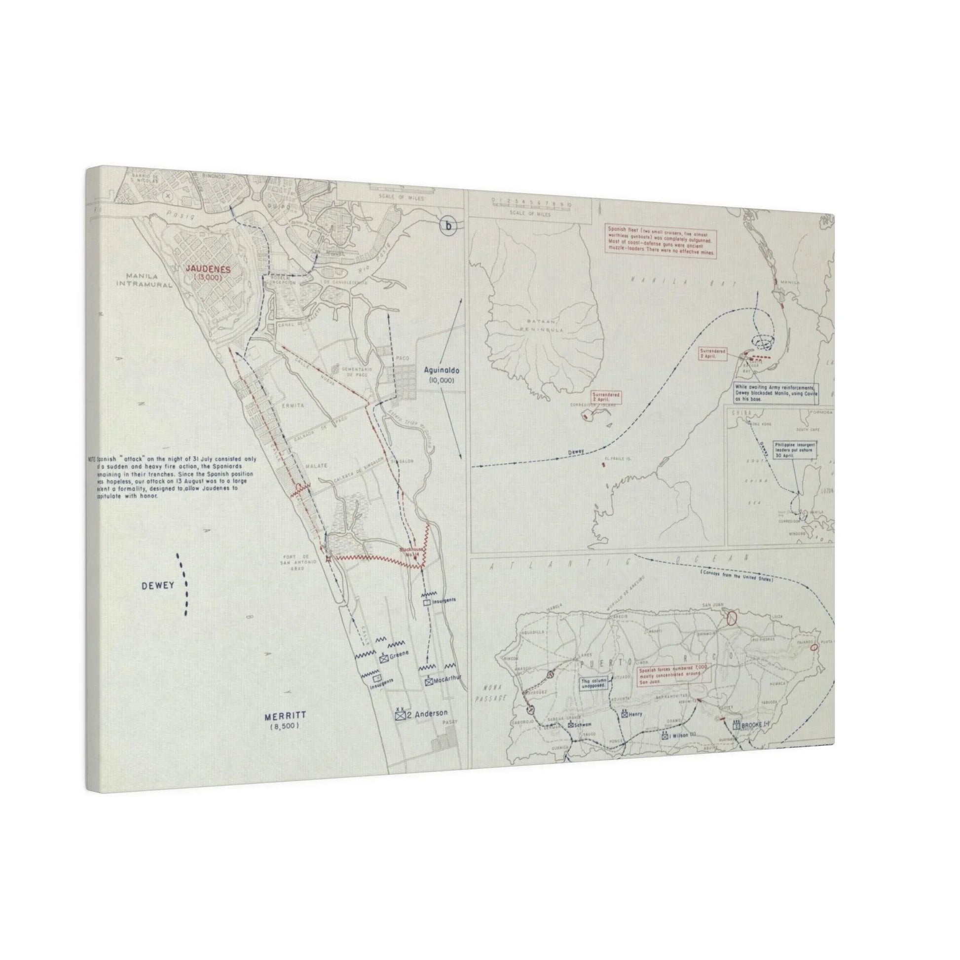 Spanish-American War, Philippines and Puerto Rico, Puerto Rico Expedition 25 July - 12 Aug, Naval Operations in Manila Bay 30 Apr - 1 May, Capture of Manila 13 Aug 1898 - Pacific Sky Games