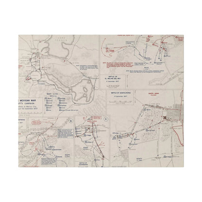 Close-up of textured canvas surface highlighting vintage coloration and brushstroke detail from Scott's Mexican War campaign