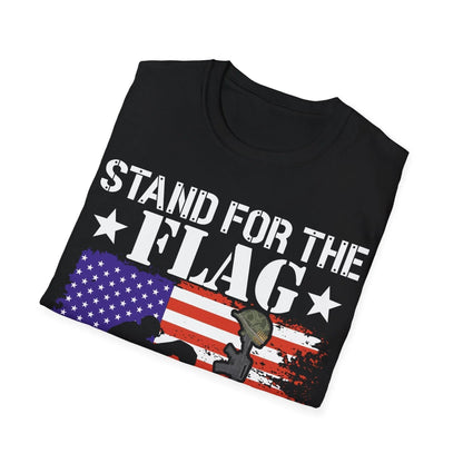 Close-up of the T-shirt's front neckline showing reinforced stitching and soft cotton fabric in black color