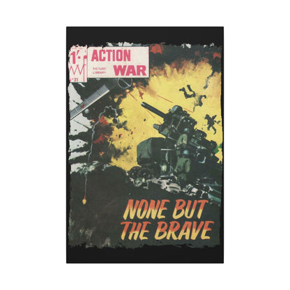 Close-up of the canvas texture highlighting detailed printing and vibrant color contrast on the Action War #31 comic cover.