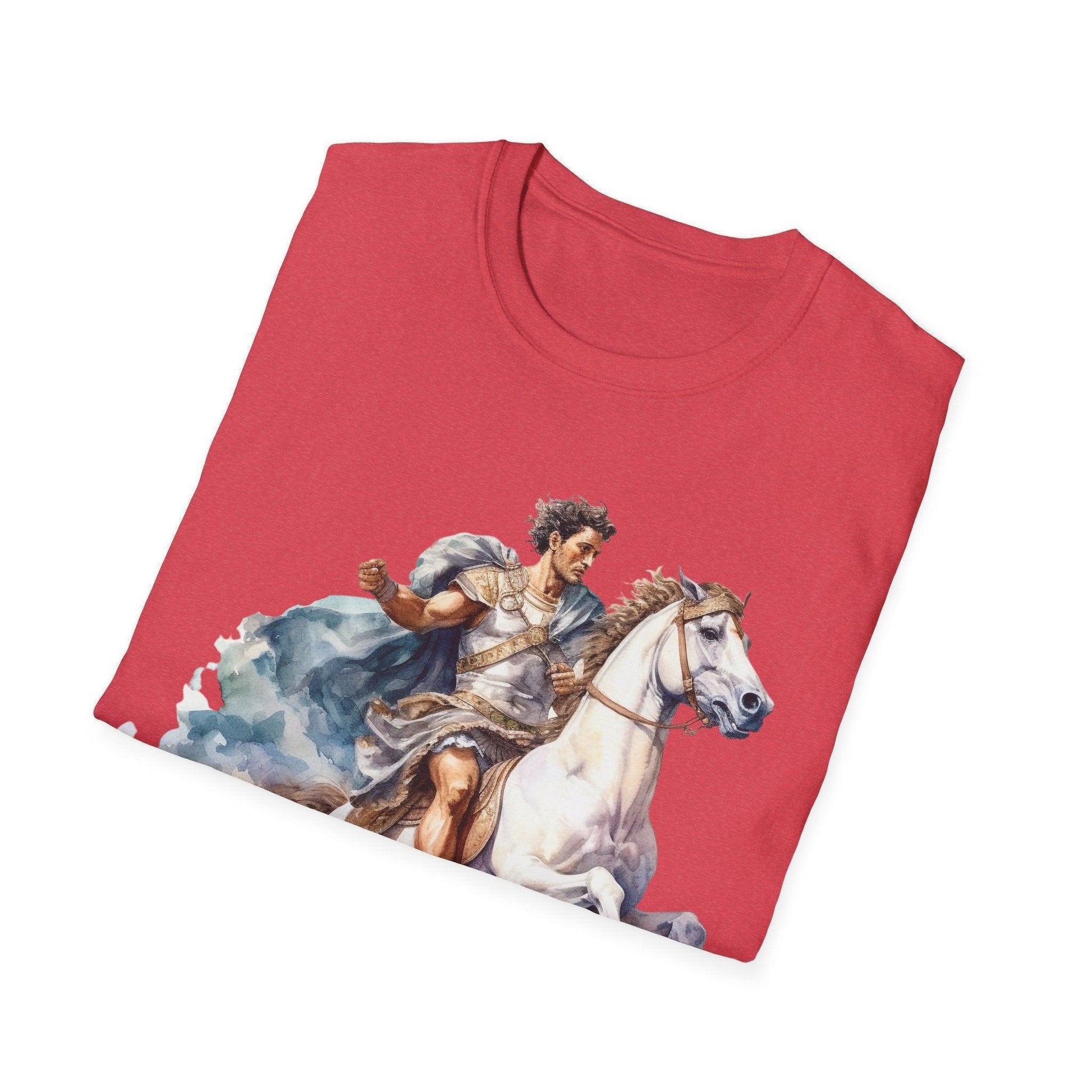 Close-up of the Ancient Mounted General T-Shirt’s soft cotton fabric displaying subtle heather texture and slim fit cut in